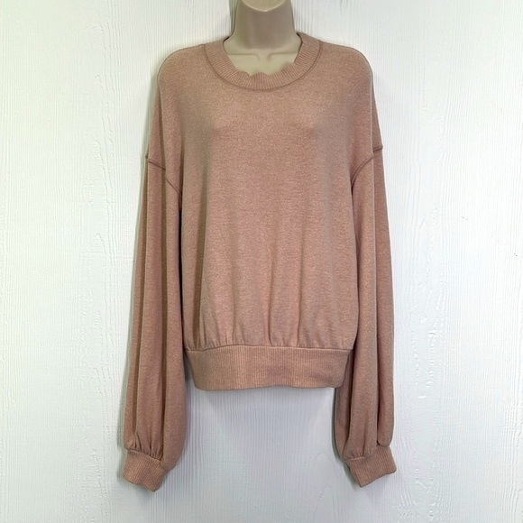 Free People - Beach Crewneck Pullover Long Balloon Sleeve Sweater Size XS - Picture 2 of 12